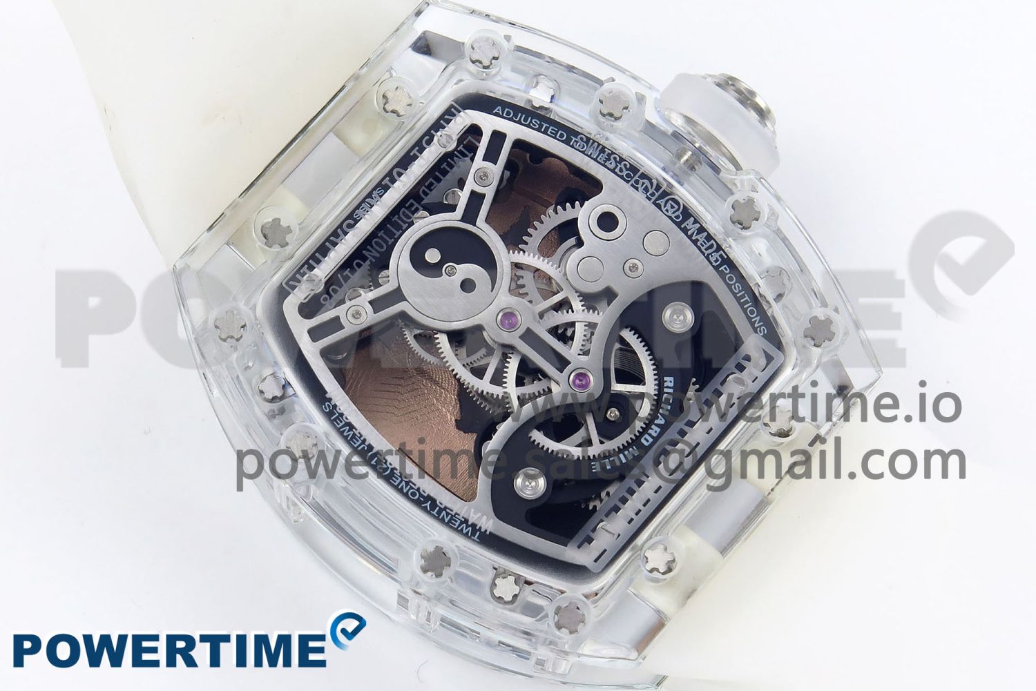 RM51 Transparent Tourbillon RMF Best Edition RG Tiger/Dragon Dial on Transparent Rubber Strap - Image 8