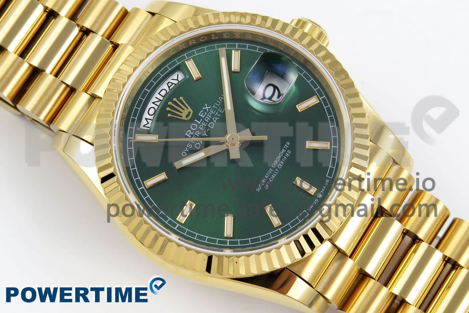 Day Date 36 YG TWSF Best Edition Green Dial on YG Bracelet A2836 - Image 3