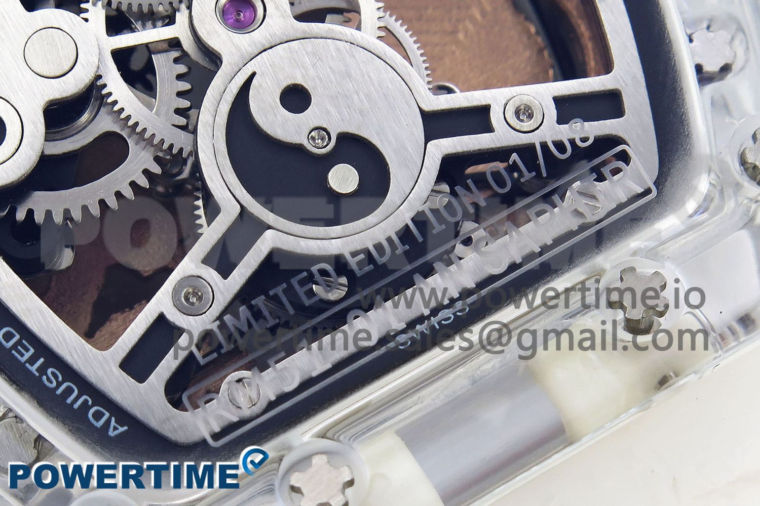 RM51 Transparent Tourbillon RMF Best Edition RG Tiger/Dragon Dial on Transparent Rubber Strap - Image 10