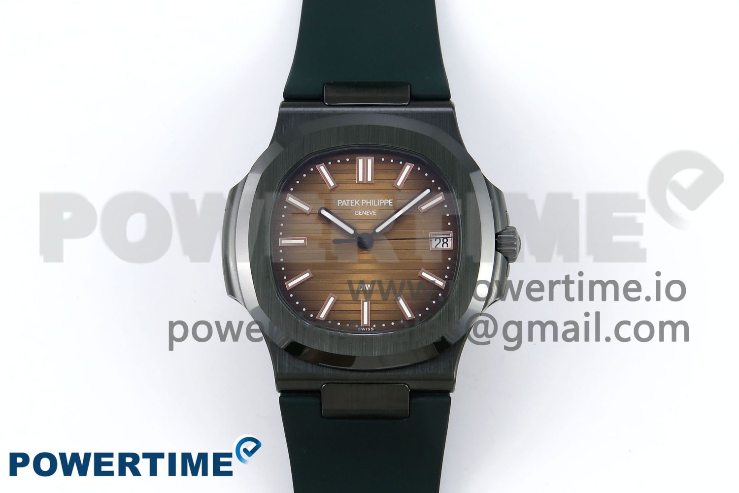 AET Nautilus 5711 Green Ceramic AMGF Best Edition Brown Dial on Green Rubber Strap MIYOTA 9015 - Image 1