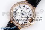 Ballon Bleu 33mm RG AF 1:1 Best Edition Silver Dial Diamonds Bezel on Black Leather Strap SEIKO NH05A - Image 2
