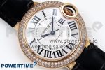 Ballon Bleu 33mm RG AF 1:1 Best Edition Silver Dial Diamonds Bezel on Black Leather Strap SEIKO NH05A - Image 3