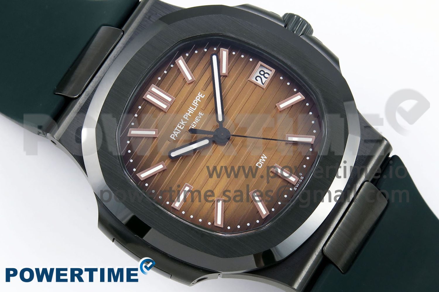 AET Nautilus 5711 Green Ceramic AMGF Best Edition Brown Dial on Green Rubber Strap MIYOTA 9015 - Image 3