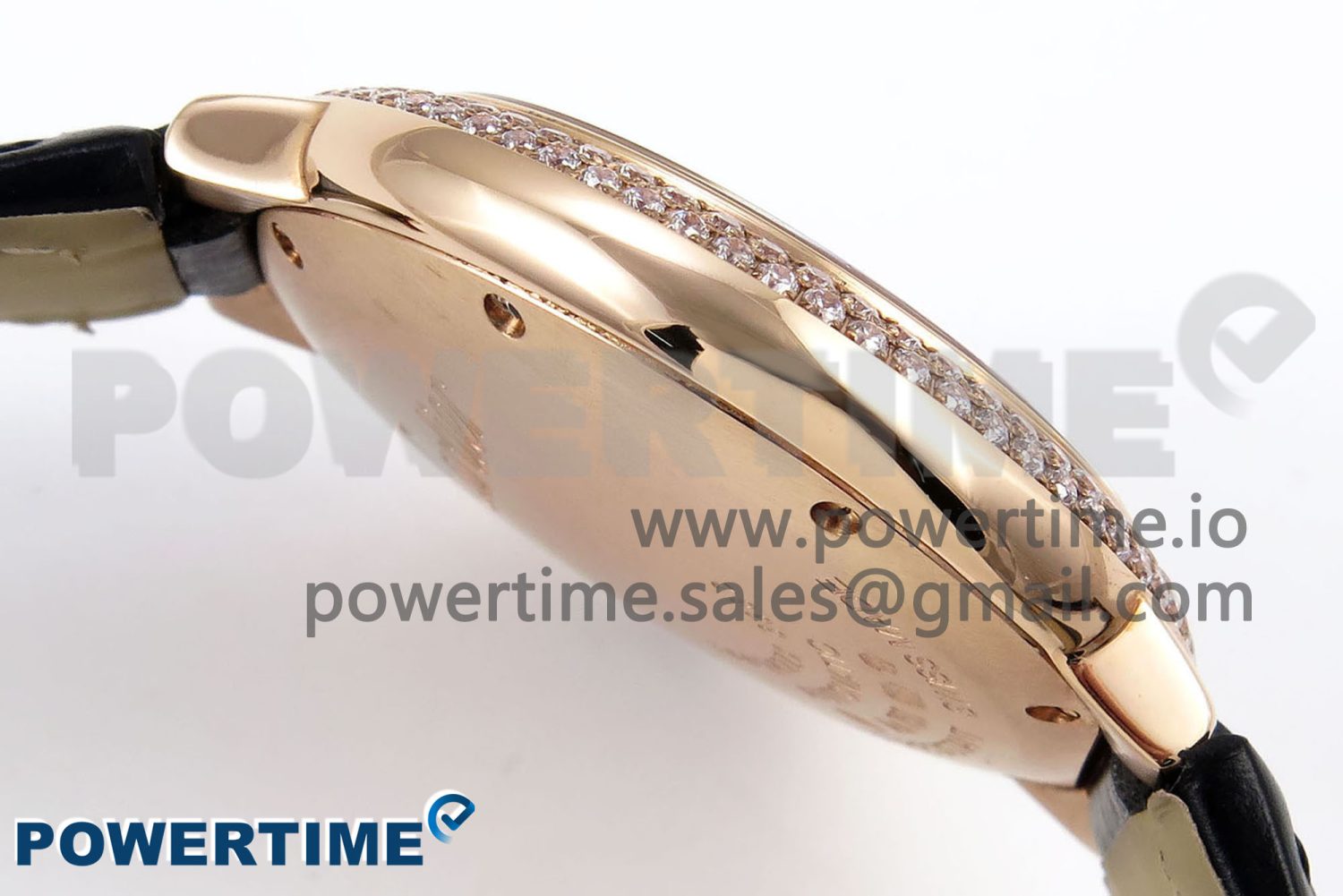 Ballon Bleu 33mm RG AF 1:1 Best Edition Silver Dial Diamonds Bezel on Black Leather Strap SEIKO NH05A - Image 7