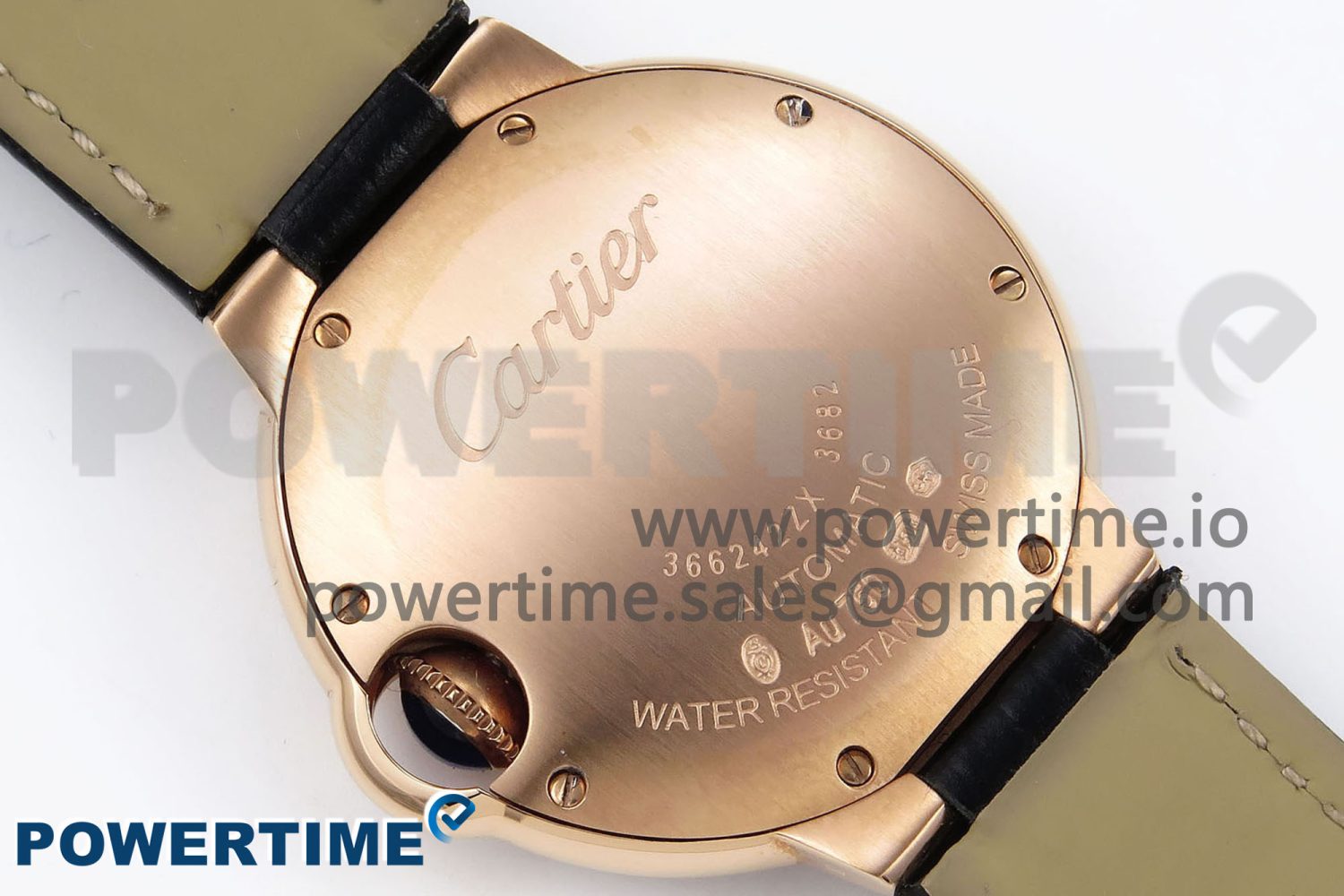 Ballon Bleu 33mm RG AF 1:1 Best Edition Silver Dial Diamonds Bezel on Black Leather Strap SEIKO NH05A - Image 8