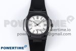 AET Nautilus 5711 Black Ceramic AMGF Best Edition White Dial on Black Rubber Strap MIYOTA 9015