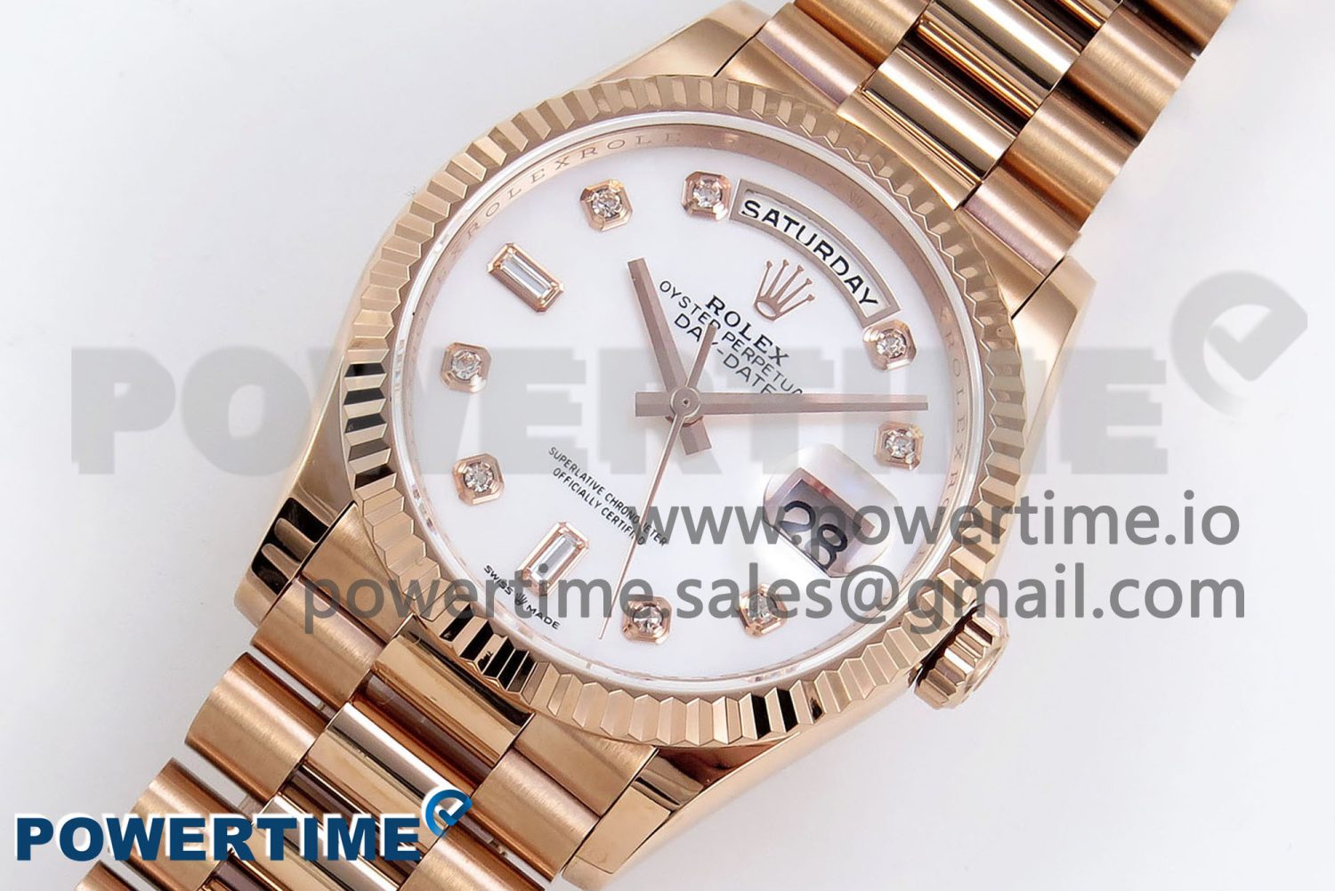 Day Date 36 RG TWSF Best Edition White Diamonds Dial on RG Bracelet A2836 - Image 2