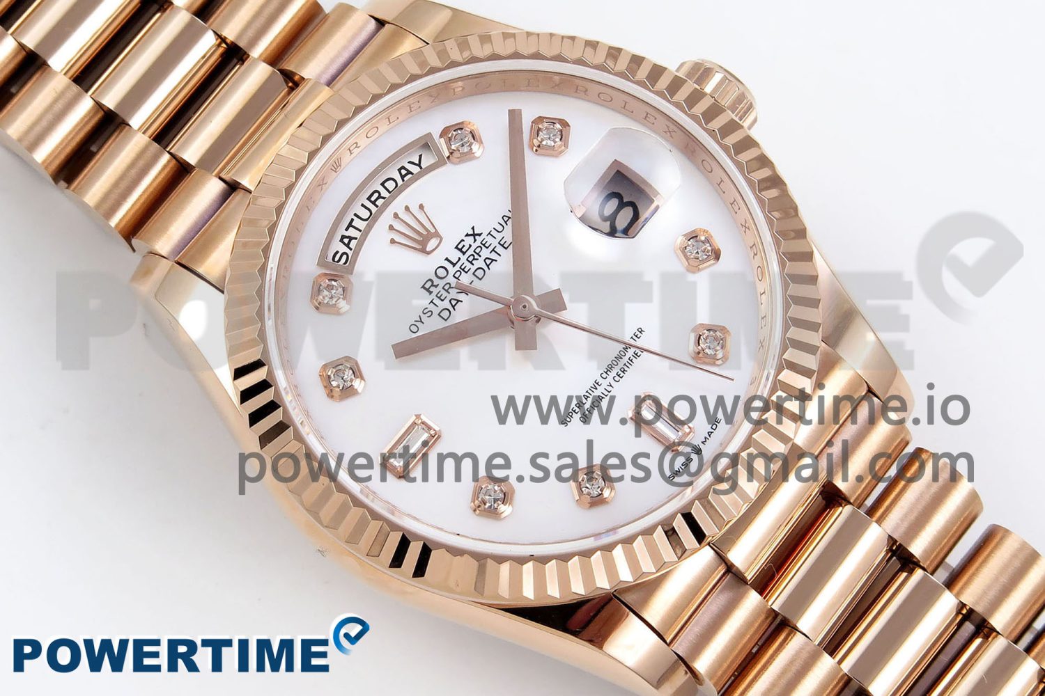 Day Date 36 RG TWSF Best Edition White Diamonds Dial on RG Bracelet A2836 - Image 3