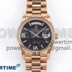 Day Date 36 RG TWSF Best Edition Black Roman Diamonds Dial on RG Bracelet A2836