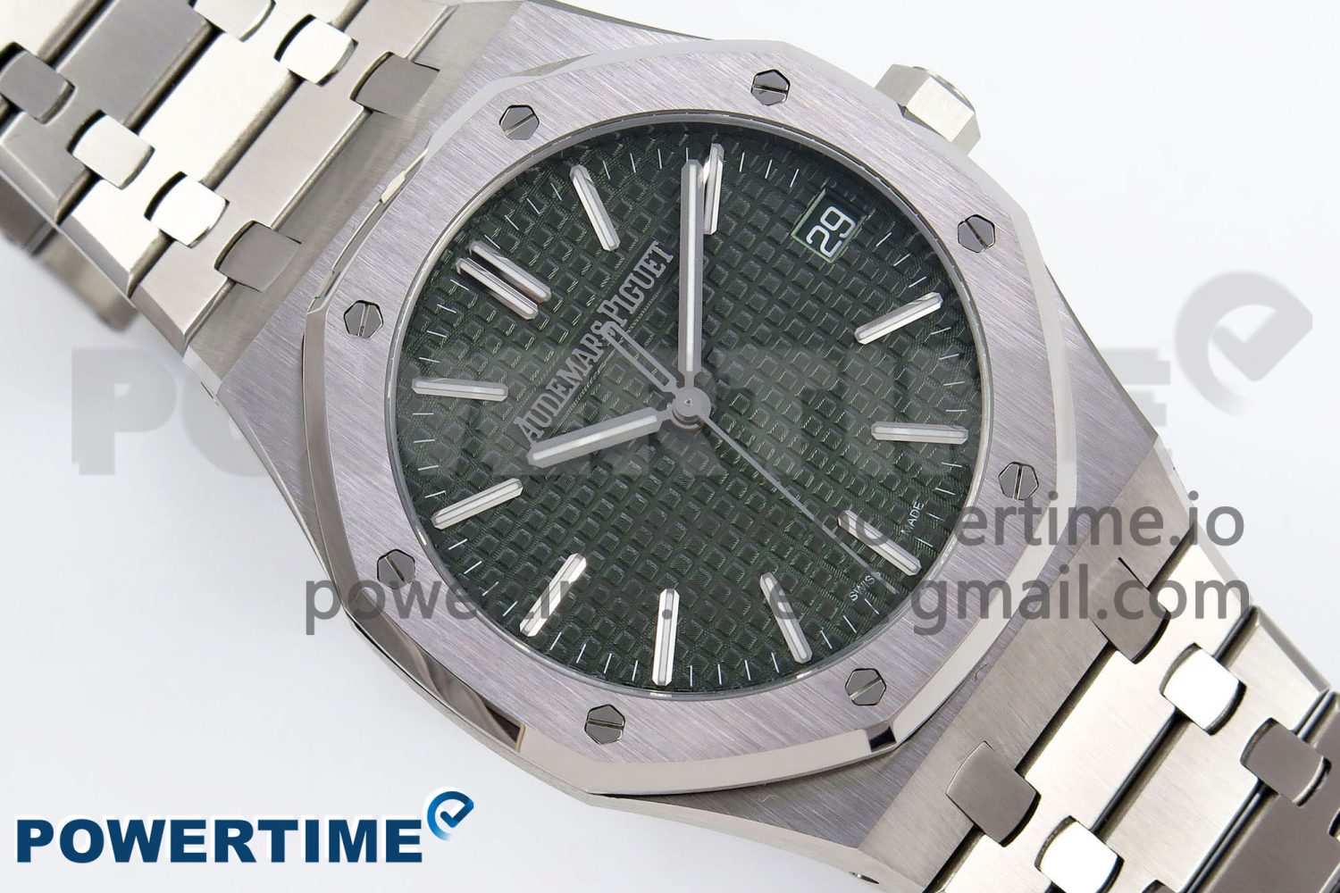 Royal Oak 41mm 15510 “50th Anniversary” SS SF 1:1 Best Edition Green Dial on SS Bracelet SA4302 Super Clone - Image 3