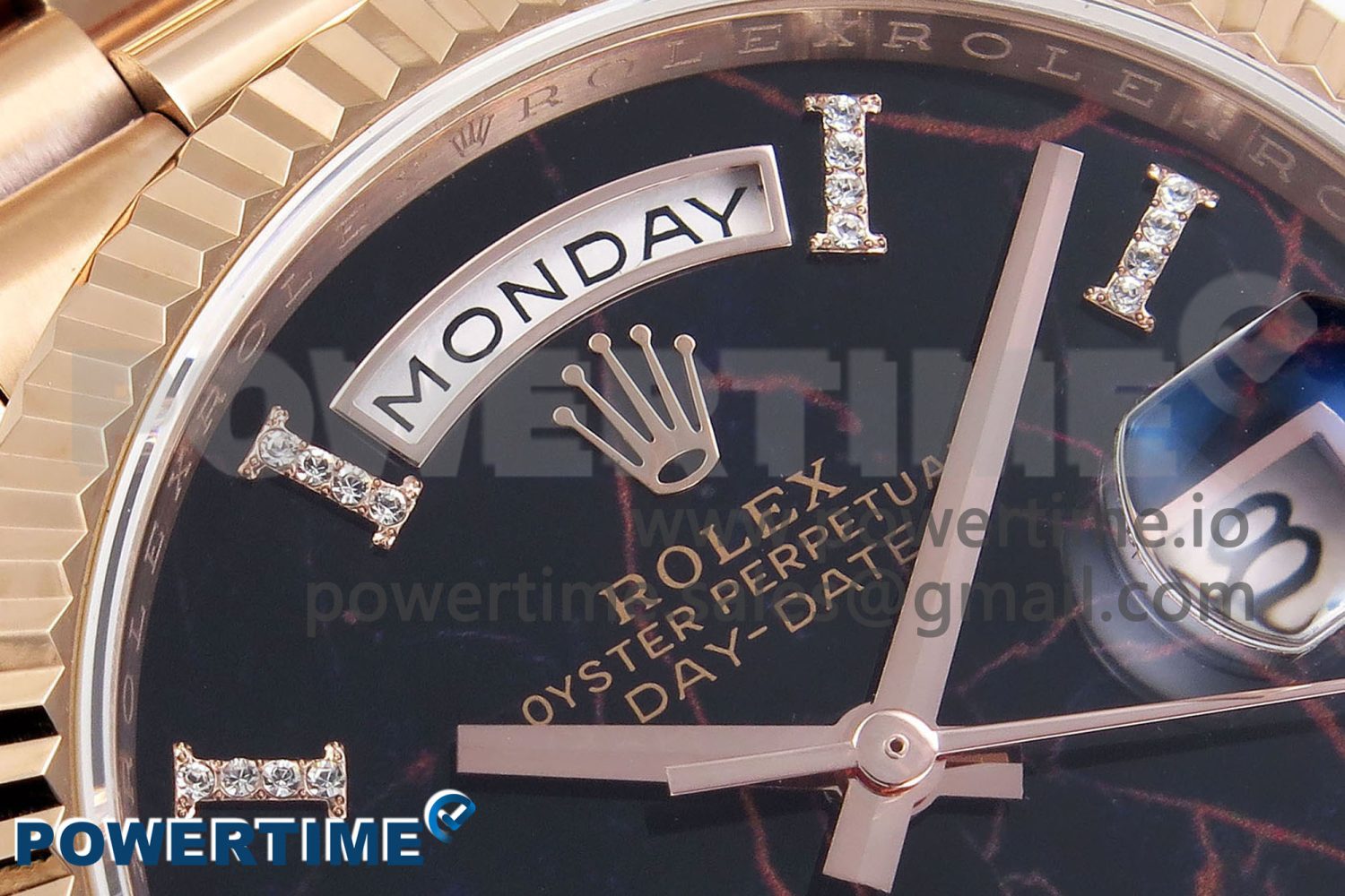 Day Date 36 RG TWSF Best Edition Black Roman Diamonds Dial on RG Bracelet A2836 - Image 4