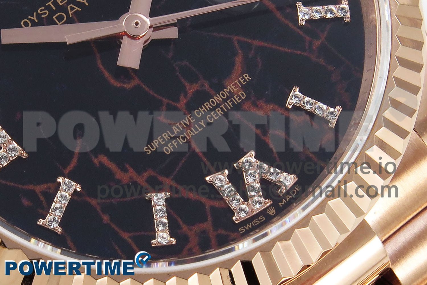 Day Date 36 RG TWSF Best Edition Black Roman Diamonds Dial on RG Bracelet A2836 - Image 5