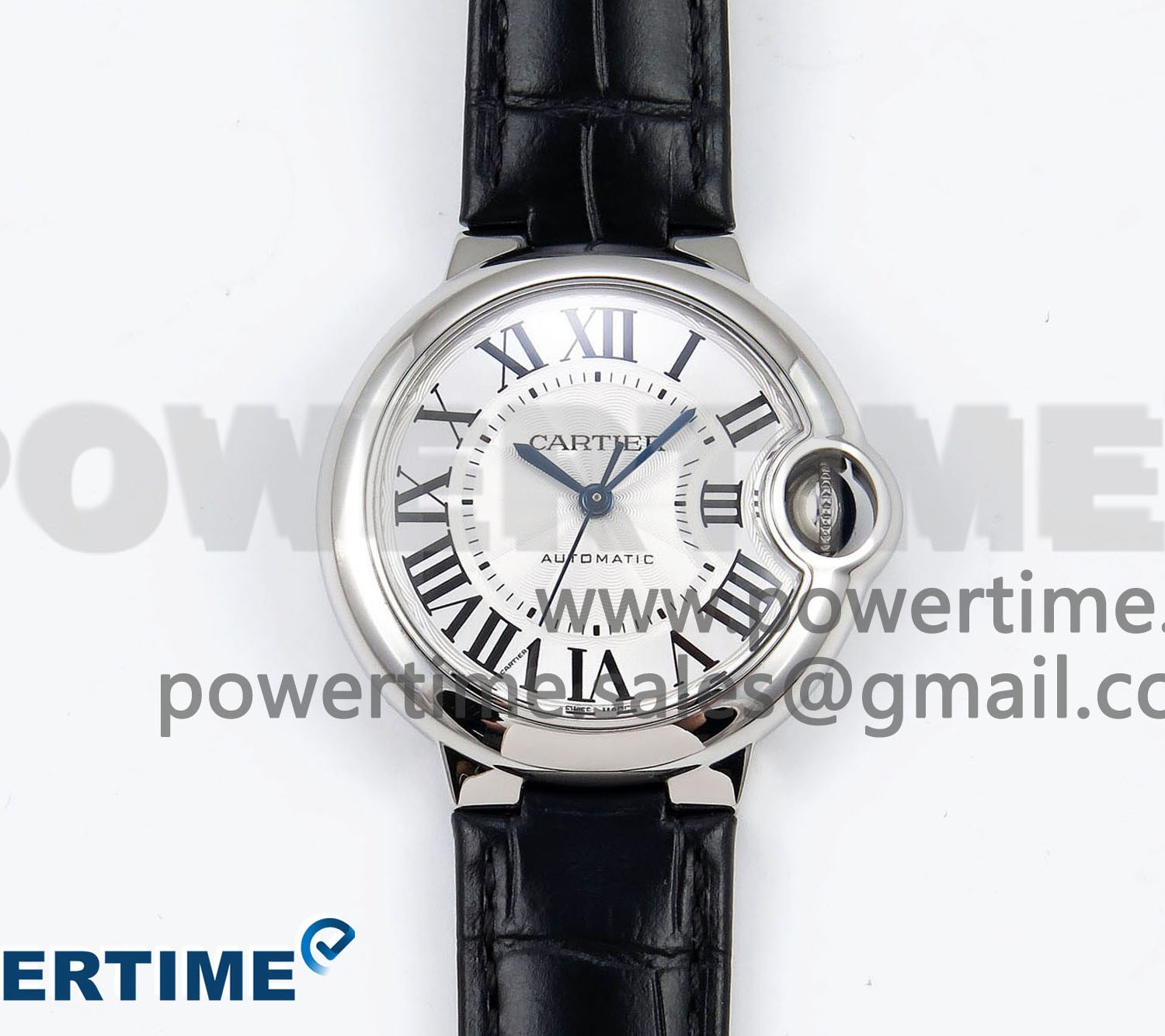 Ballon Bleu 33mm SS AF 1:1 Best Edition Silver Dial on Black Leather Strap SEIKO NH05A