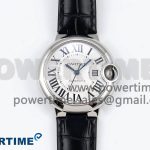 Ballon Bleu 33mm SS AF 1:1 Best Edition Silver Dial on Black Leather Strap SEIKO NH05A