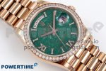 Day Date 36 RG TWSF Best Edition Green Roman Diamonds Dial Diamonds Bezel on RG Bracelet A2836 - Image 3