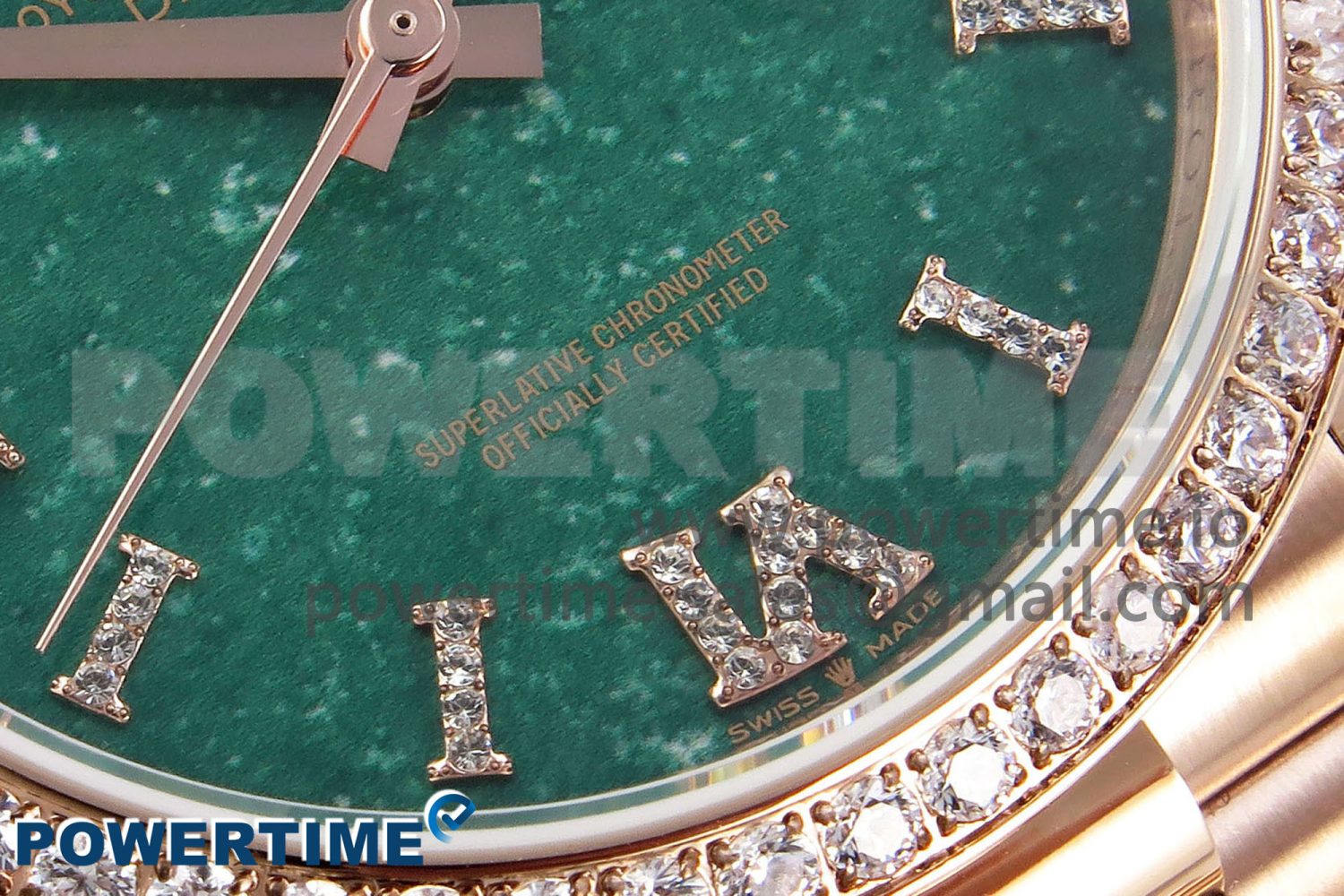Day Date 36 RG TWSF Best Edition Green Roman Diamonds Dial Diamonds Bezel on RG Bracelet A2836 - Image 5
