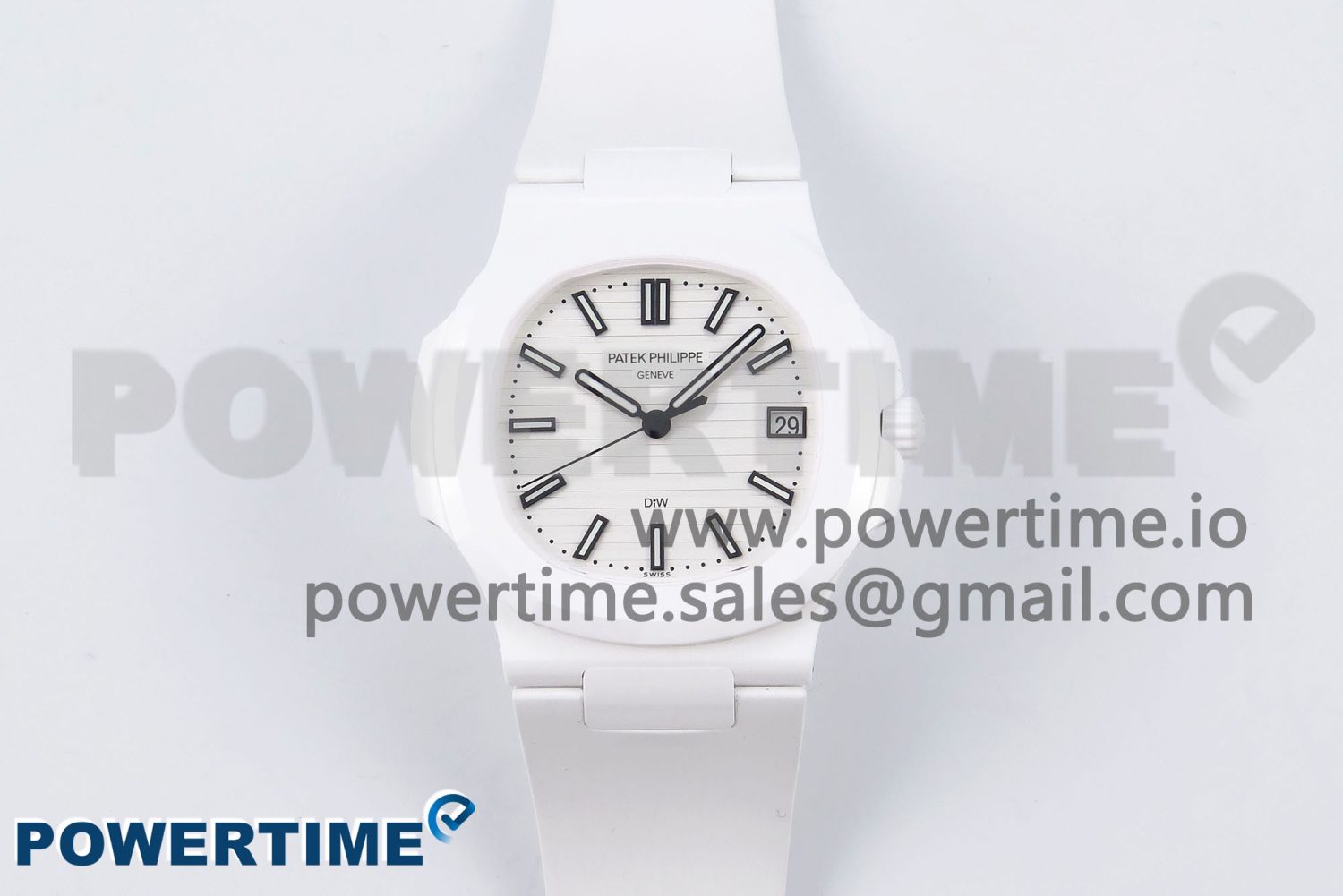 AET Nautilus 5711 White Ceramic AMGF Best Edition White Dial on White Rubber Strap MIYOTA 9015 - Image 1