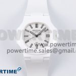 AET Nautilus 5711 White Ceramic AMGF Best Edition White Dial on White Rubber Strap MIYOTA 9015