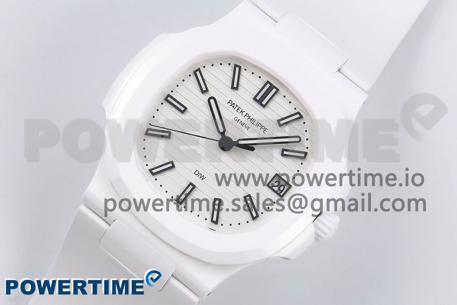 AET Nautilus 5711 White Ceramic AMGF Best Edition White Dial on White Rubber Strap MIYOTA 9015 - Image 2