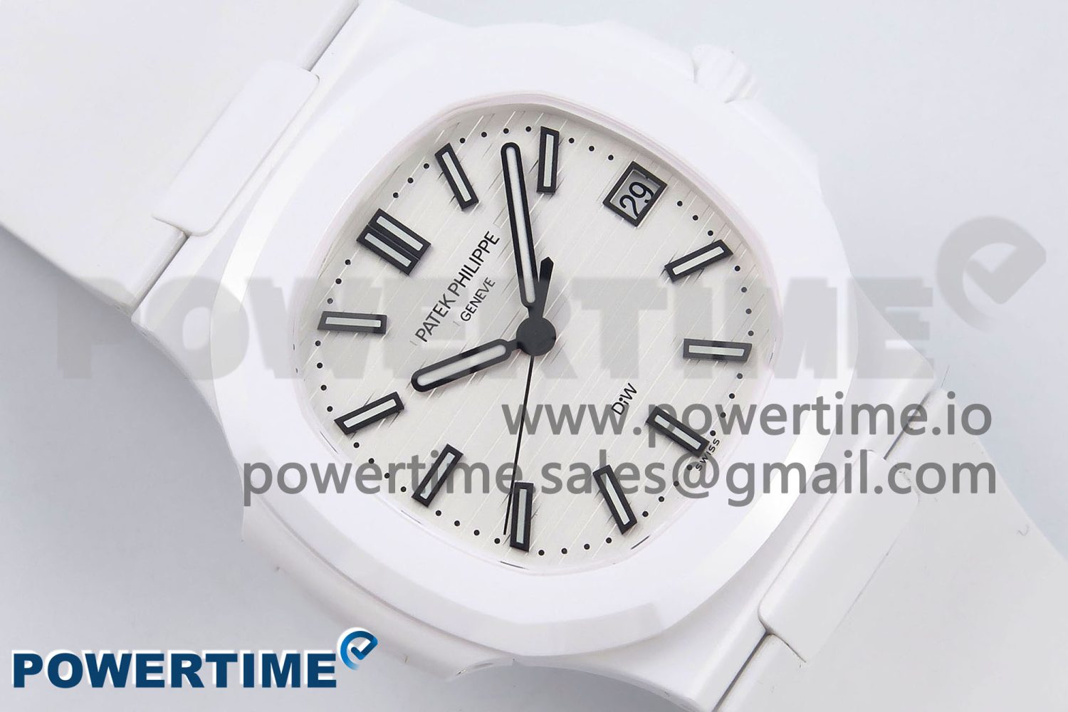 AET Nautilus 5711 White Ceramic AMGF Best Edition White Dial on White Rubber Strap MIYOTA 9015 - Image 3