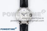 Ballon Bleu 33mm SS AF 1:1 Best Edition Silver Diamonds Dial on Black Leather Strap SEIKO NH05A