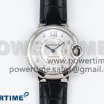 Ballon Bleu 33mm SS AF 1:1 Best Edition Silver Diamonds Dial on Black Leather Strap SEIKO NH05A