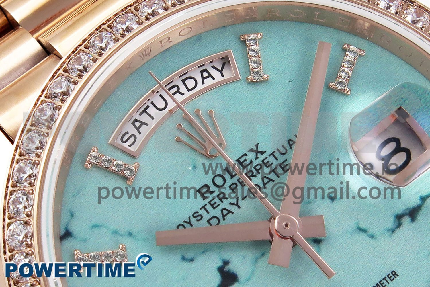 Day Date 36 RG TWSF Best Edition Blue Roman Diamonds Dial Diamonds Bezel on RG Bracelet A2836 - Image 4