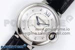 Ballon Bleu 33mm SS AF 1:1 Best Edition Silver Diamonds Dial on Black Leather Strap SEIKO NH05A - Image 2