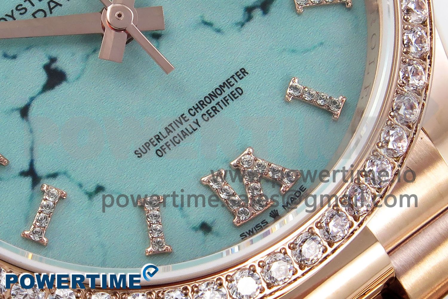 Day Date 36 RG TWSF Best Edition Blue Roman Diamonds Dial Diamonds Bezel on RG Bracelet A2836 - Image 5