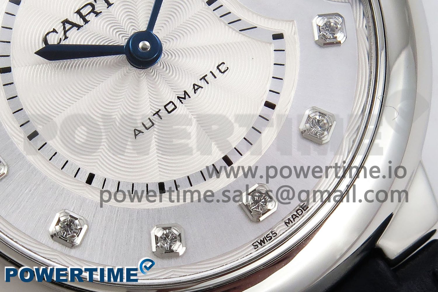Ballon Bleu 33mm SS AF 1:1 Best Edition Silver Diamonds Dial on Black Leather Strap SEIKO NH05A - Image 5