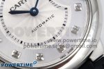 Ballon Bleu 33mm SS AF 1:1 Best Edition Silver Diamonds Dial on Black Leather Strap SEIKO NH05A - Image 5