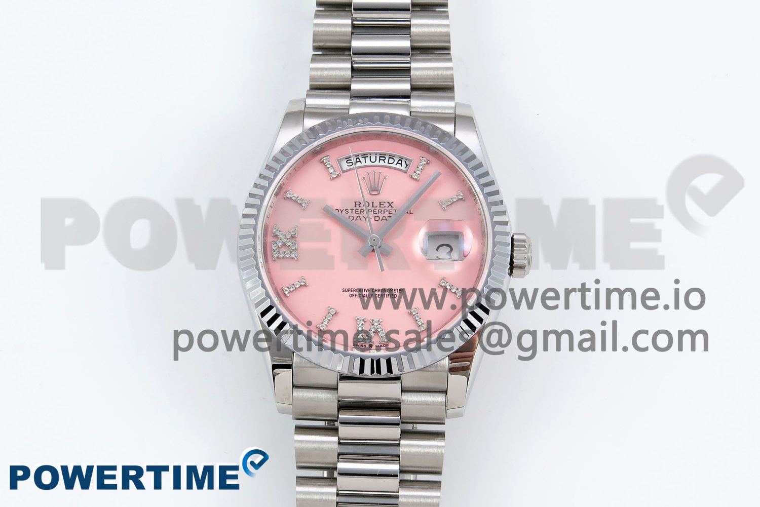 Day Date 36 SS TWSF Best Edition Pink Roman Diamonds Dial on SS Bracelet A2836 - Image 1