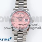Day Date 36 SS TWSF Best Edition Pink Roman Diamonds Dial on SS Bracelet A2836
