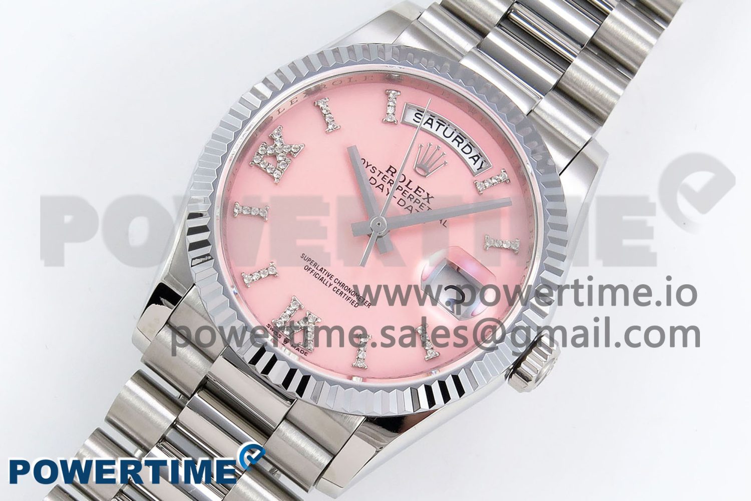 Day Date 36 SS TWSF Best Edition Pink Roman Diamonds Dial on SS Bracelet A2836 - Image 2
