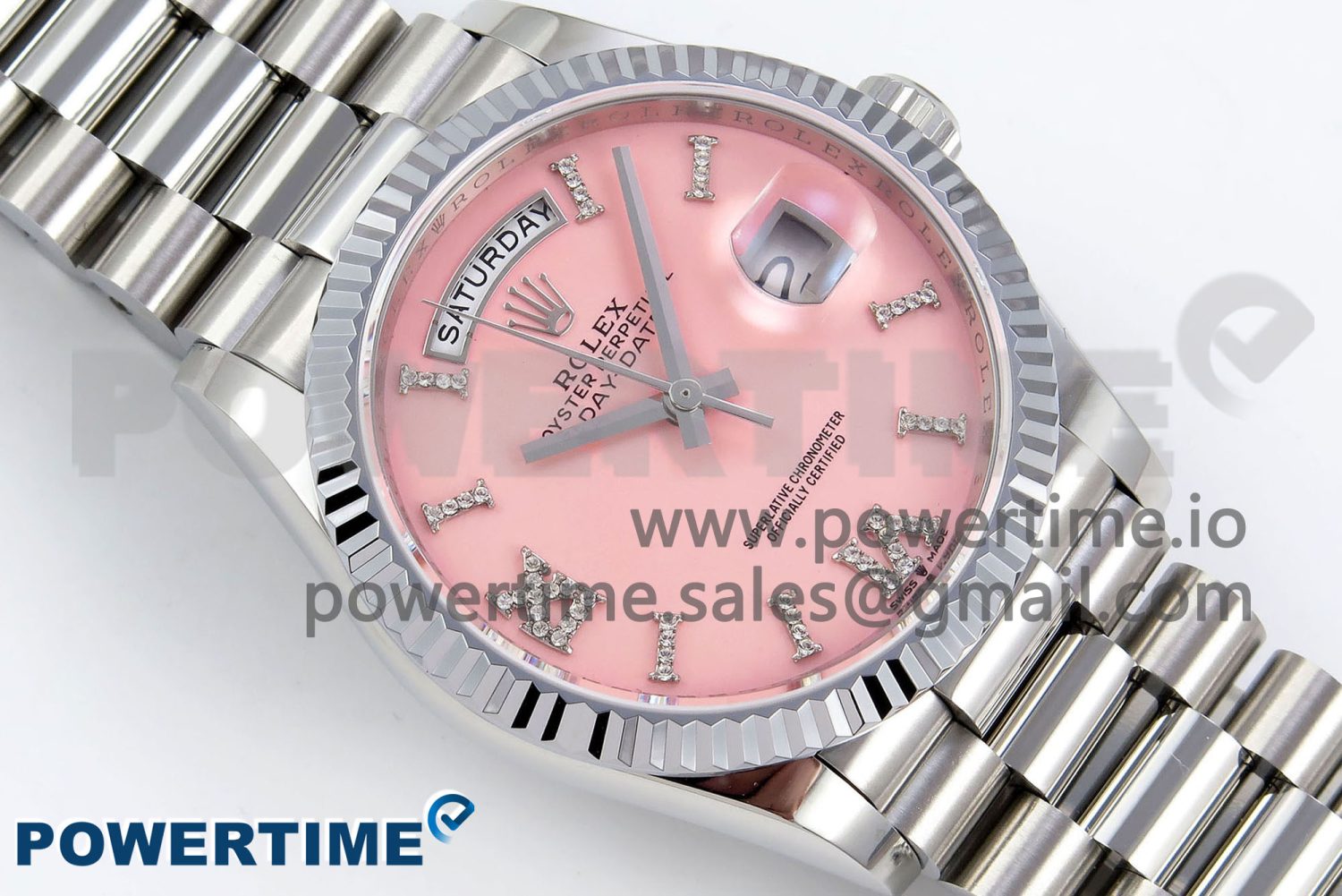 Day Date 36 SS TWSF Best Edition Pink Roman Diamonds Dial on SS Bracelet A2836 - Image 3