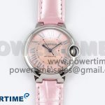 Ballon Bleu 33mm SS AF 1:1 Best Edition Pink Dial on Pink Leather Strap SEIKO NH05A