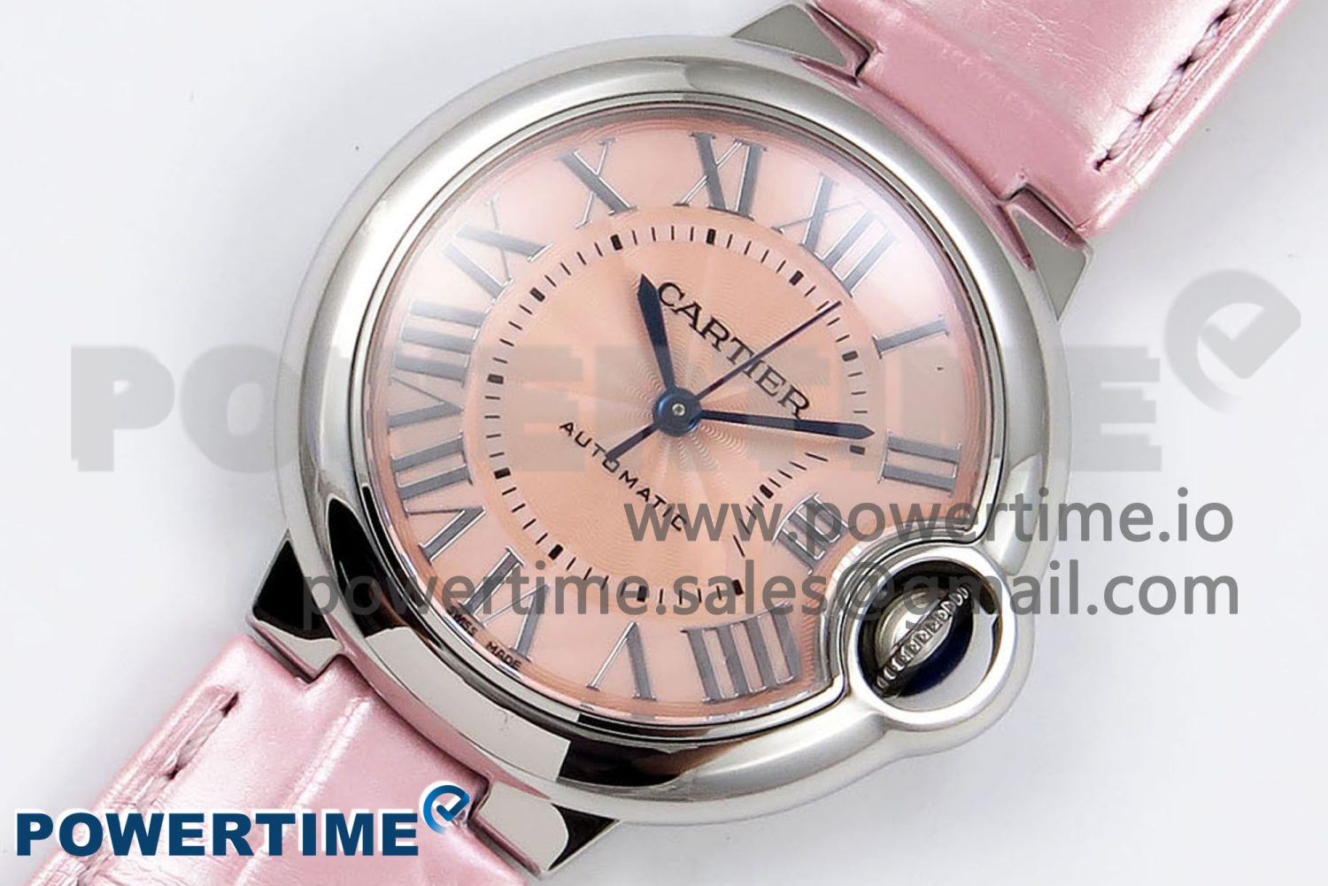 Ballon Bleu 33mm SS AF 1:1 Best Edition Pink Dial on Pink Leather Strap SEIKO NH05A - Image 2