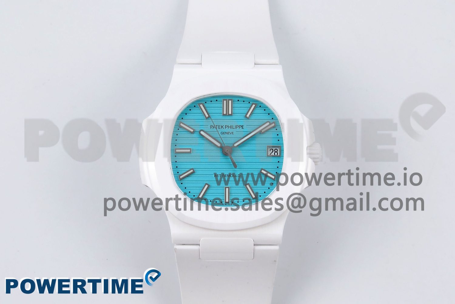 AET Nautilus 5711 White Ceramic AMGF Best Edition Tiffany Blue Dial on White Rubber Strap MIYOTA 9015 - Image 1