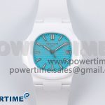 AET Nautilus 5711 White Ceramic AMGF Best Edition Tiffany Blue Dial on White Rubber Strap MIYOTA 9015