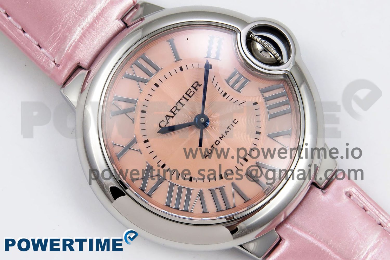 Ballon Bleu 33mm SS AF 1:1 Best Edition Pink Dial on Pink Leather Strap SEIKO NH05A - Image 3