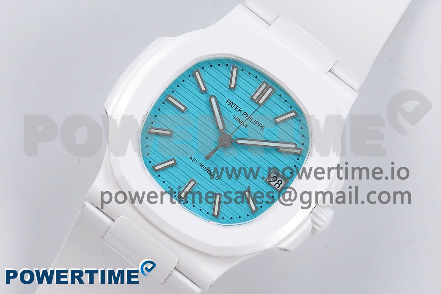 AET Nautilus 5711 White Ceramic AMGF Best Edition Tiffany Blue Dial on White Rubber Strap MIYOTA 9015 - Image 2