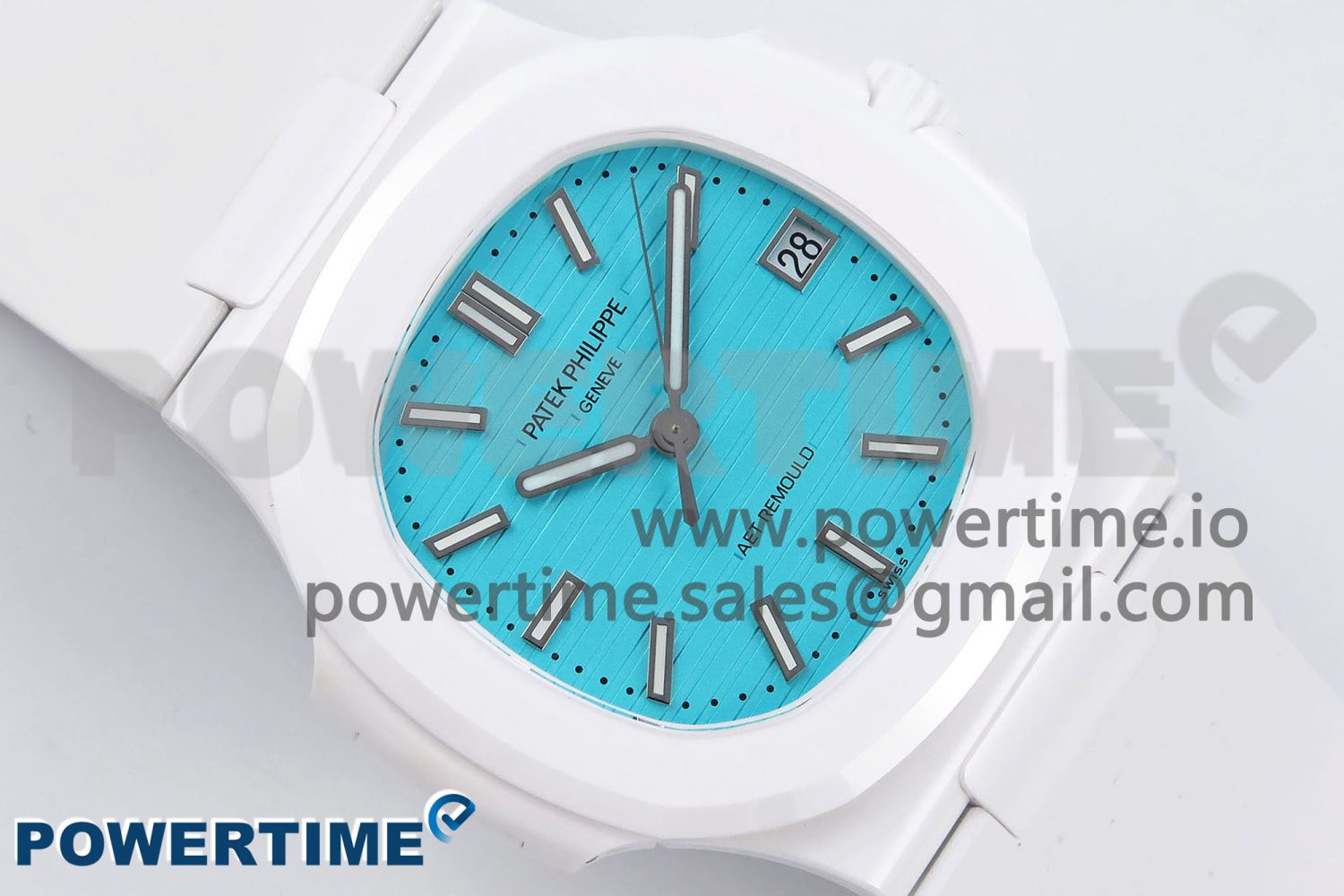 AET Nautilus 5711 White Ceramic AMGF Best Edition Tiffany Blue Dial on White Rubber Strap MIYOTA 9015 - Image 3
