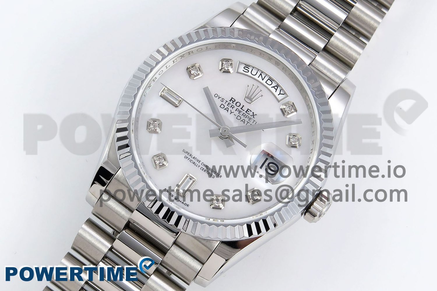 Day Date 36 SS TWSF Best Edition White Diamonds Dial on SS Bracelet A2836 - Image 2