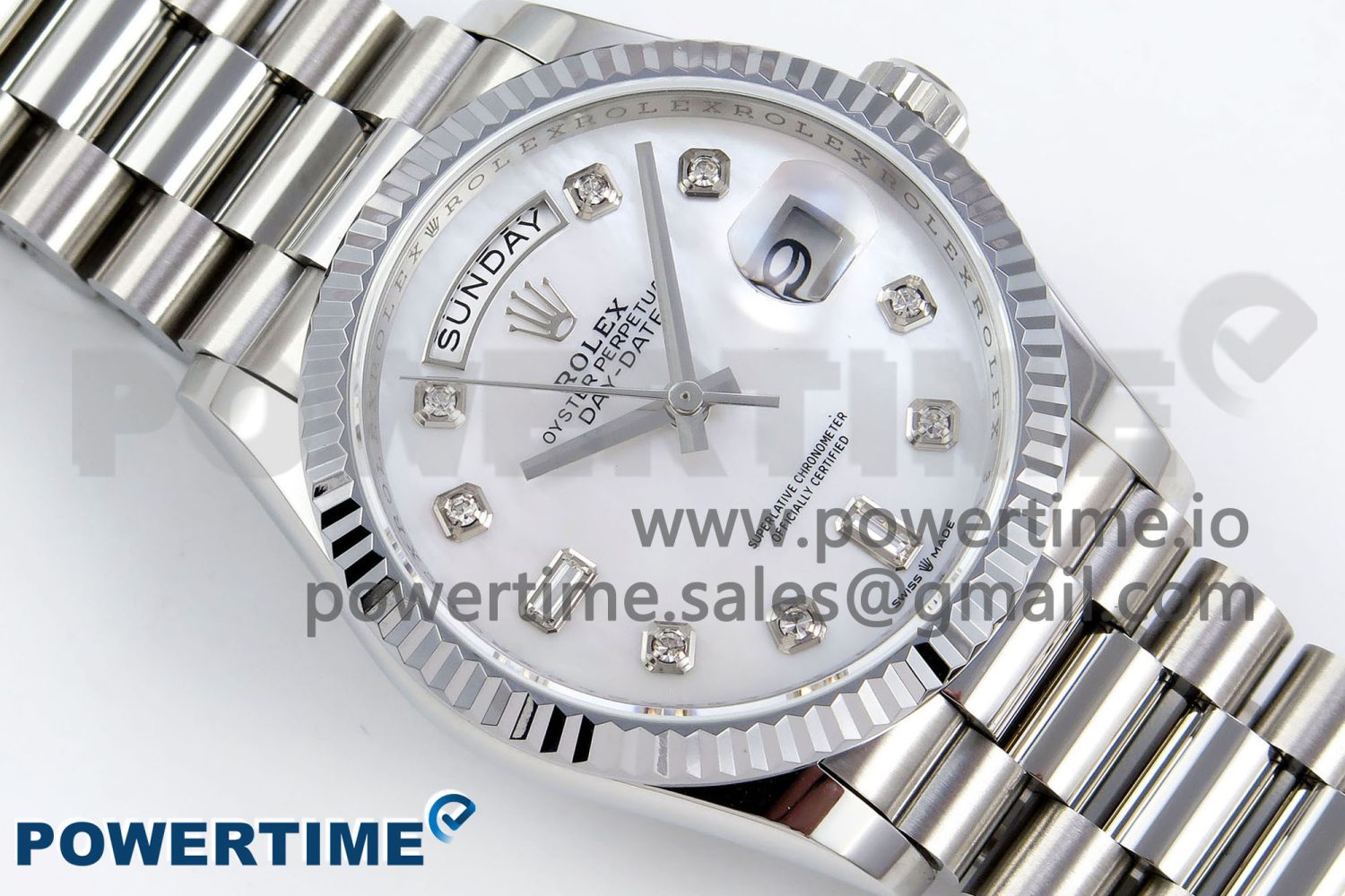 Day Date 36 SS TWSF Best Edition White Diamonds Dial on SS Bracelet A2836 - Image 3