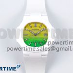 AET Nautilus 5711 White Ceramic AMGF Best Edition Yellow/Green Dial on White Rubber Strap MIYOTA 9015