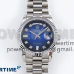 Day Date 36 SS TWSF Best Edition Blue Diamonds Dial on SS Bracelet A2836