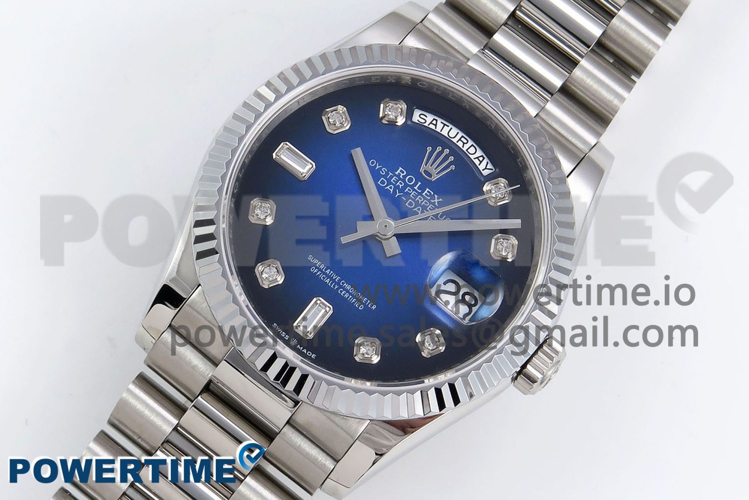 Day Date 36 SS TWSF Best Edition Blue Diamonds Dial on SS Bracelet A2836 - Image 2