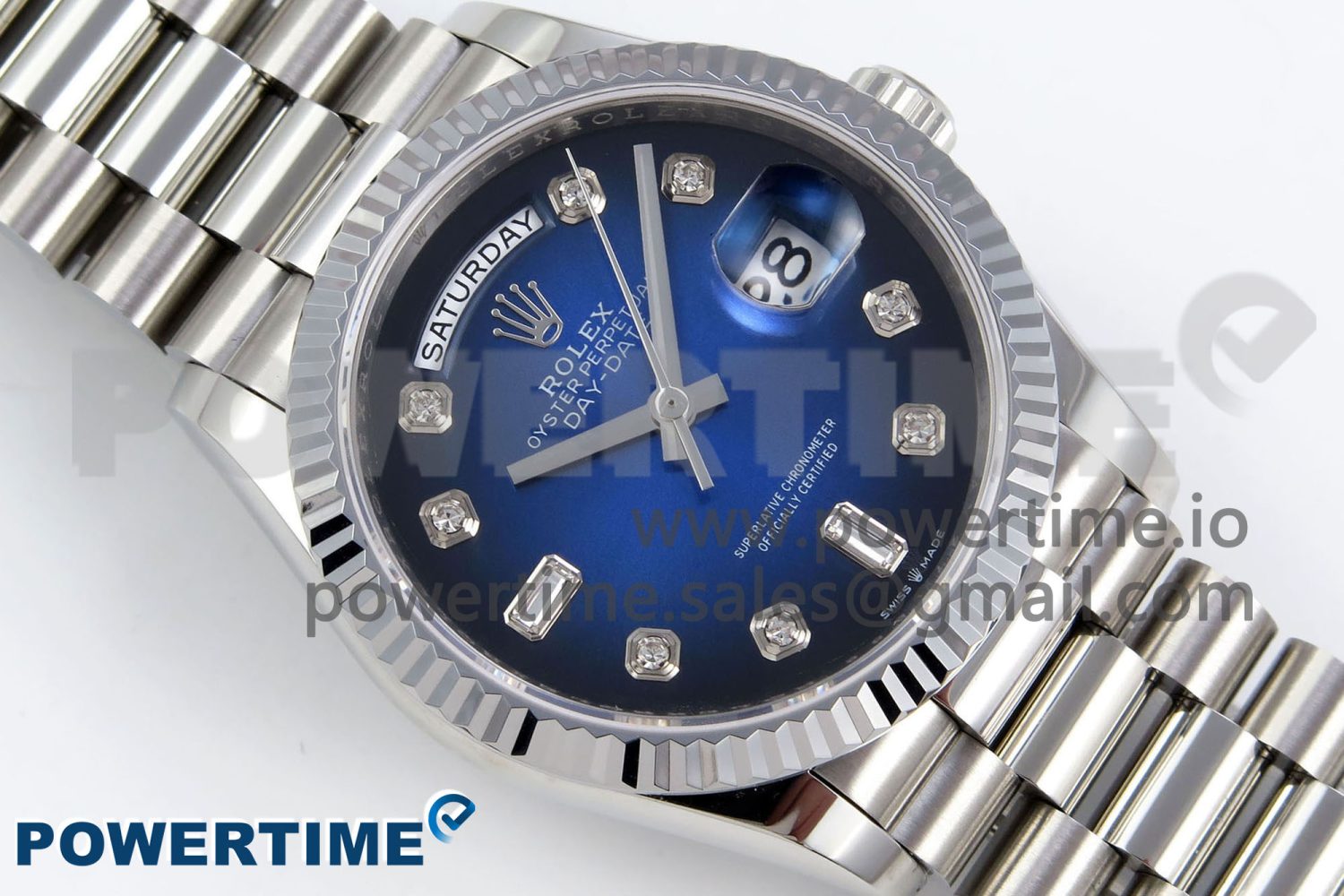 Day Date 36 SS TWSF Best Edition Blue Diamonds Dial on SS Bracelet A2836 - Image 3