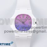 AET Nautilus 5711 White Ceramic AMGF Best Edition Purple/Pink Dial on White Rubber Strap MIYOTA 9015