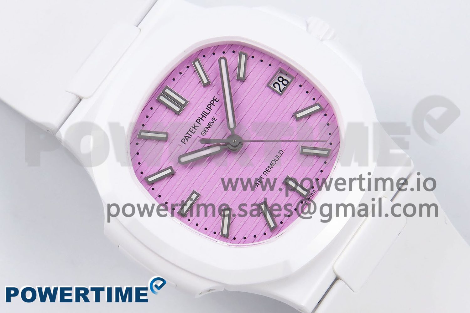 AET Nautilus 5711 White Ceramic AMGF Best Edition Pink Dial on White Rubber Strap MIYOTA 9015 - Image 3